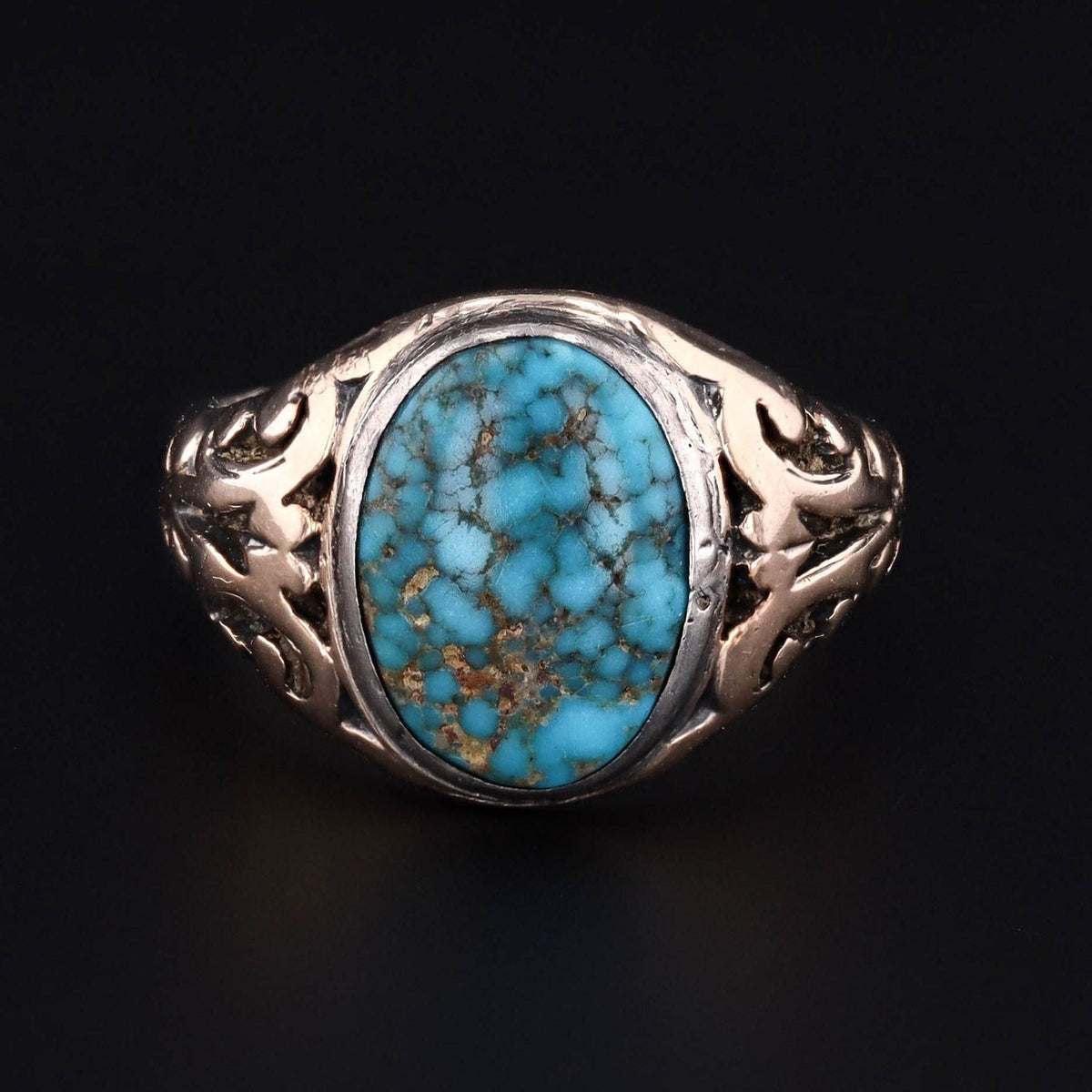 Turquoise Ring | 10k Gold Turquoise Ring - Trademark Antiques