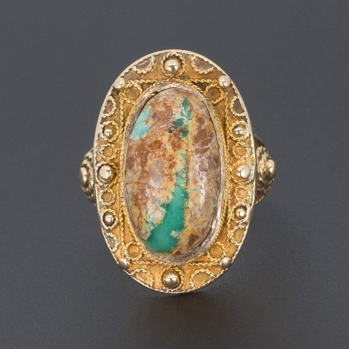 Turquoise Ring | 14k Gold Turquoise Ring - Trademark Antiques