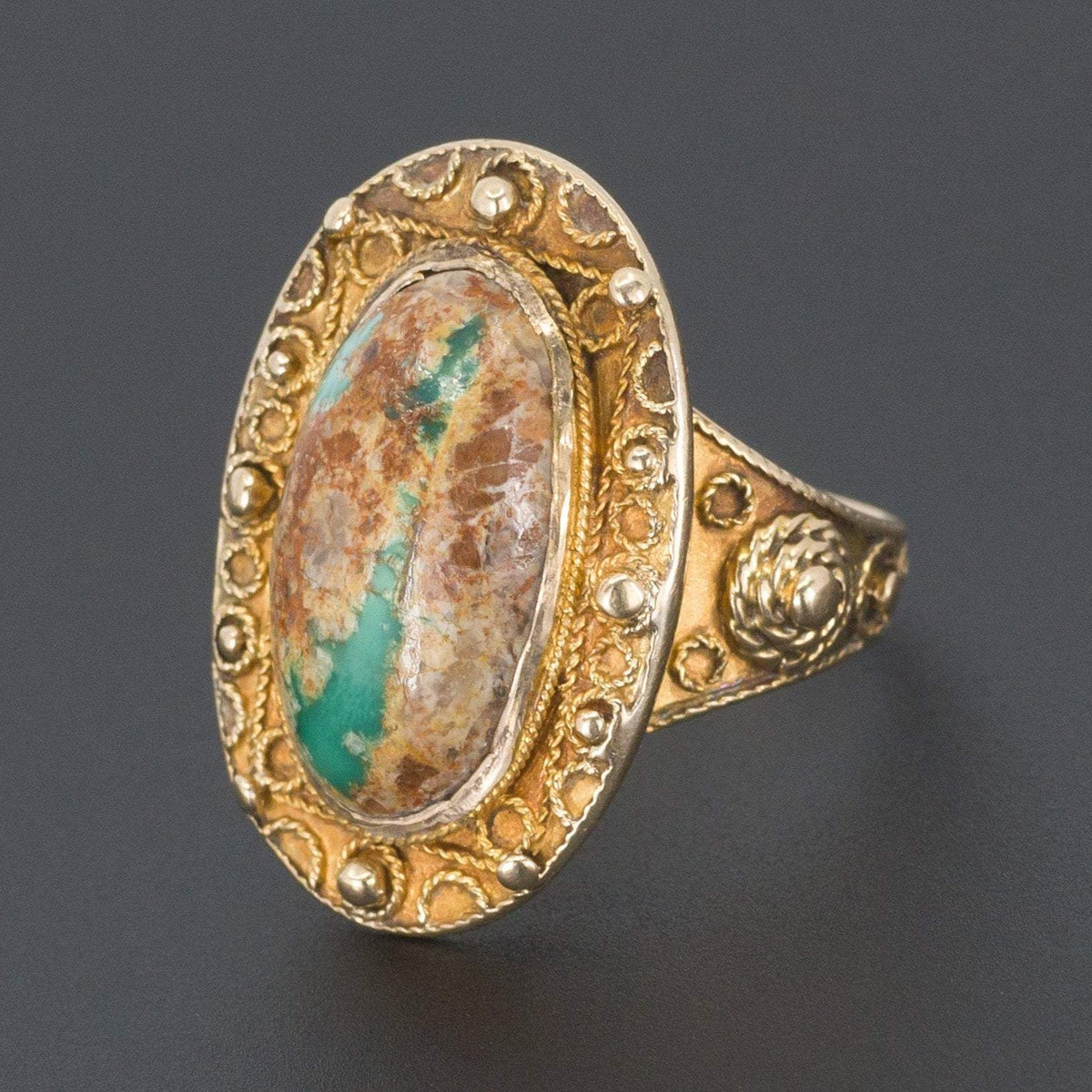 Turquoise Ring | 14k Gold Turquoise Ring - Trademark Antiques
