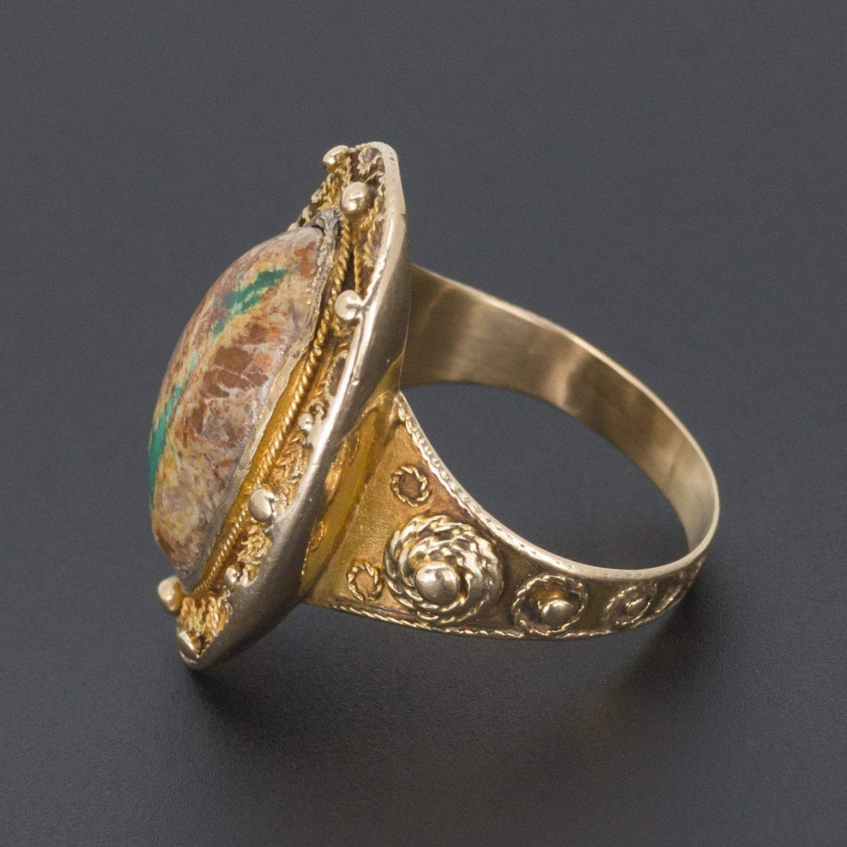 Turquoise Ring | 14k Gold Turquoise Ring - Trademark Antiques
