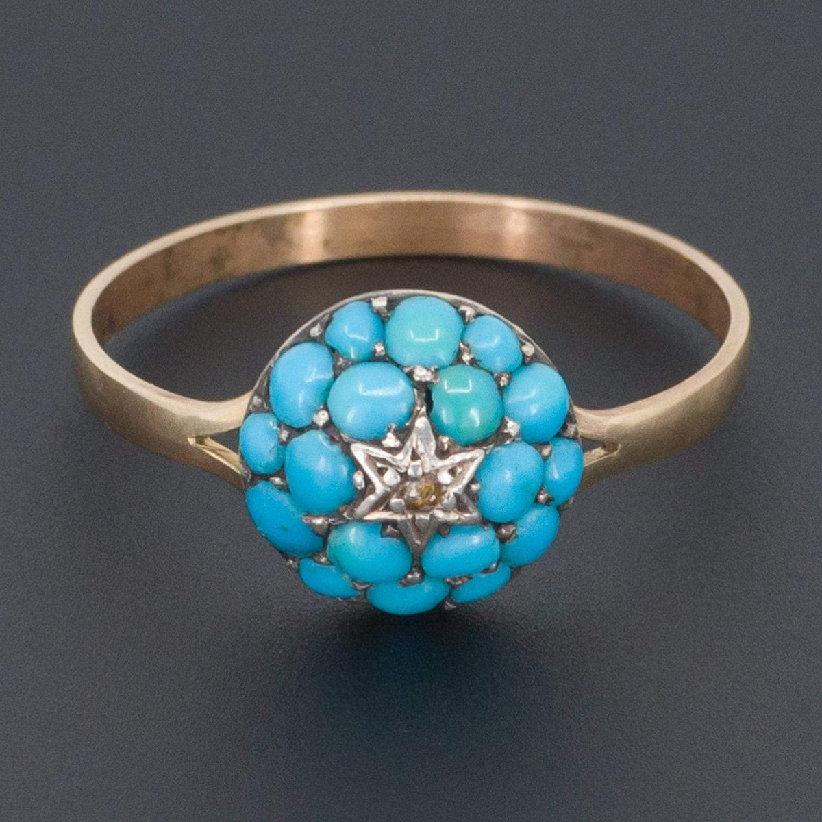 Turquoise Ring | Antique Pin Conversion Ring - Trademark Antiques