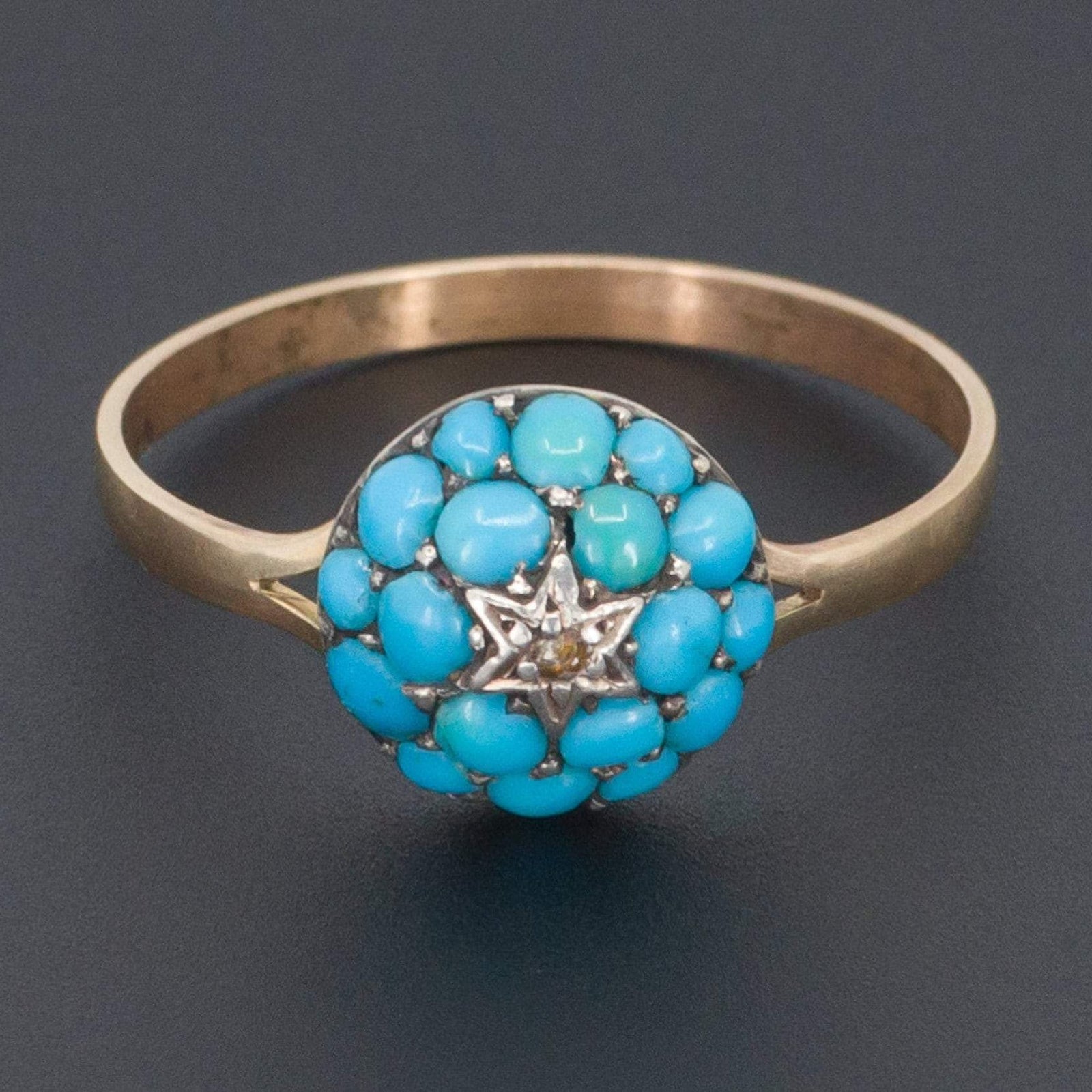Turquoise Ring | Antique Pin Conversion Ring - Trademark Antiques