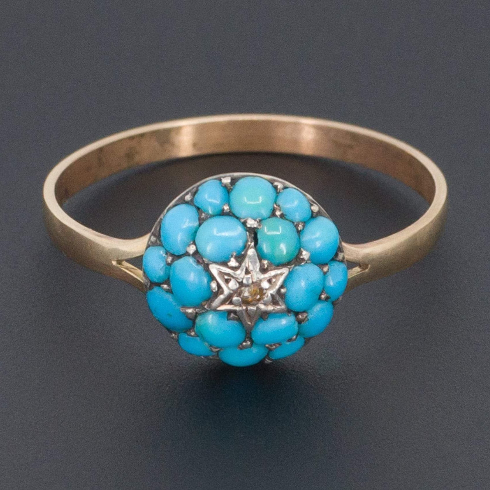 Turquoise Ring | Antique Pin Conversion Ring - Trademark Antiques