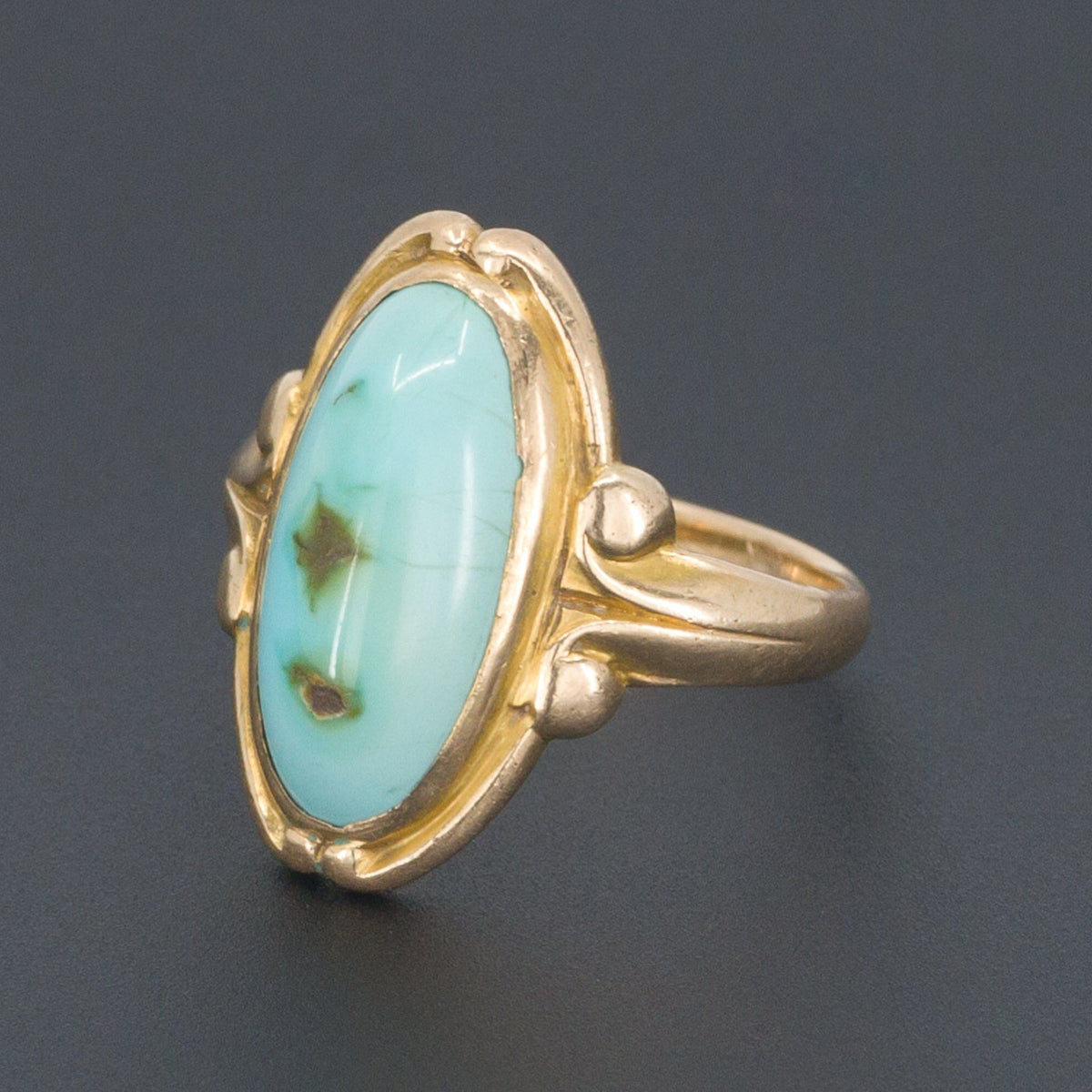 Turquoise Ring | Elongated Turquoise Ring - Trademark Antiques