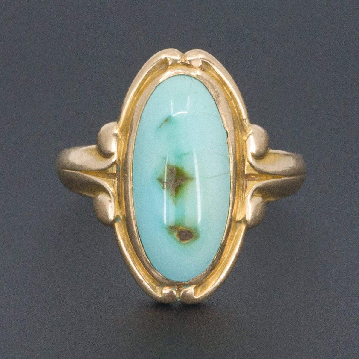Turquoise Ring | Elongated Turquoise Ring - Trademark Antiques