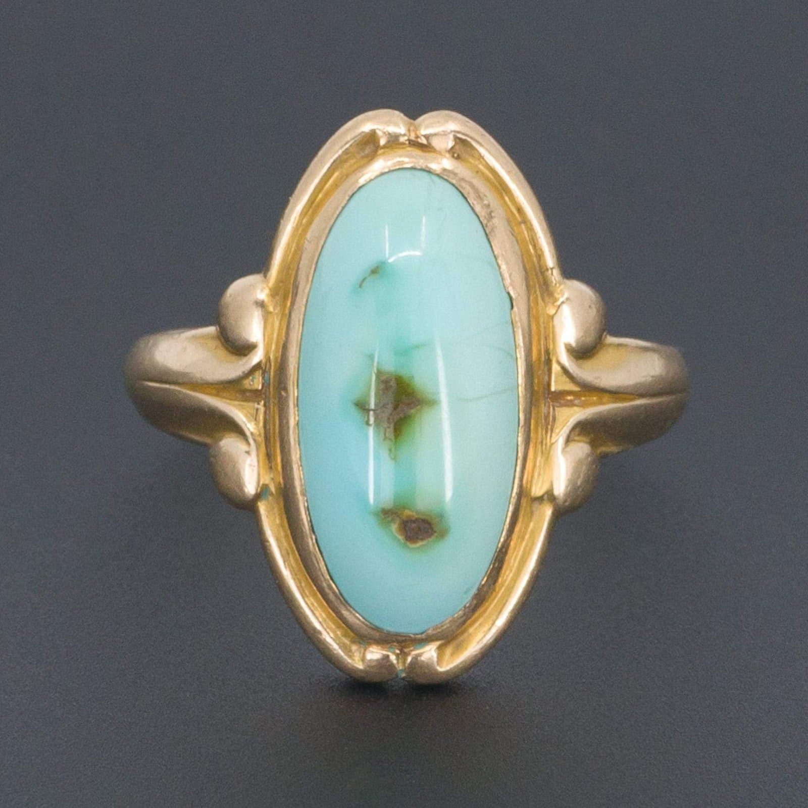 Turquoise Ring | Elongated Turquoise Ring - Trademark Antiques