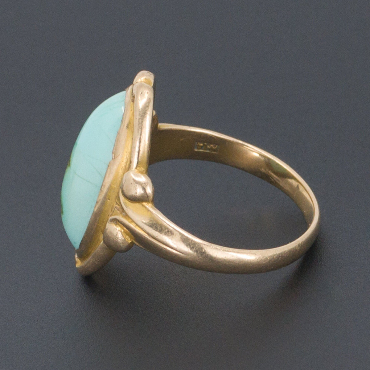 Turquoise Ring | Elongated Turquoise Ring - Trademark Antiques