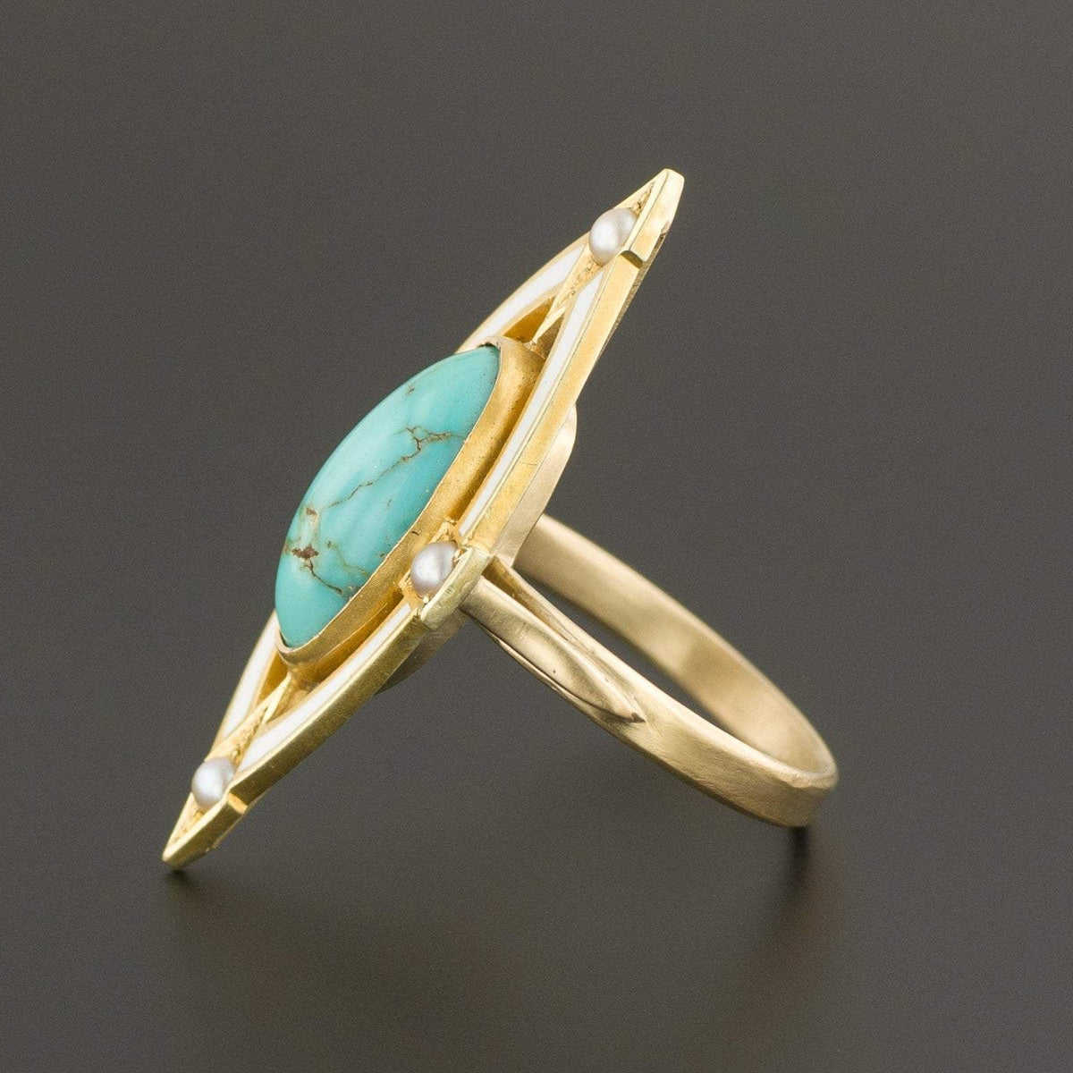 Turquoise Ring | Pin Conversion Ring - Trademark Antiques