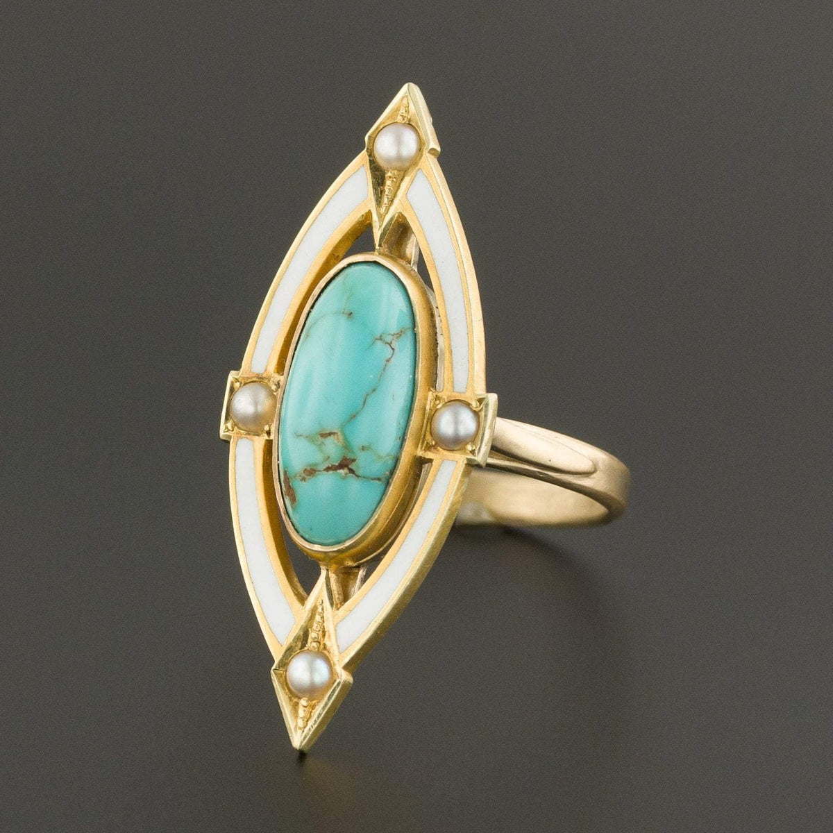 Turquoise Ring | Pin Conversion Ring - Trademark Antiques