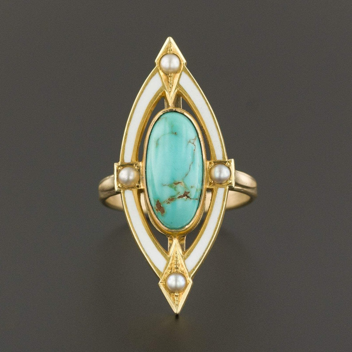 Turquoise Ring | Pin Conversion Ring - Trademark Antiques