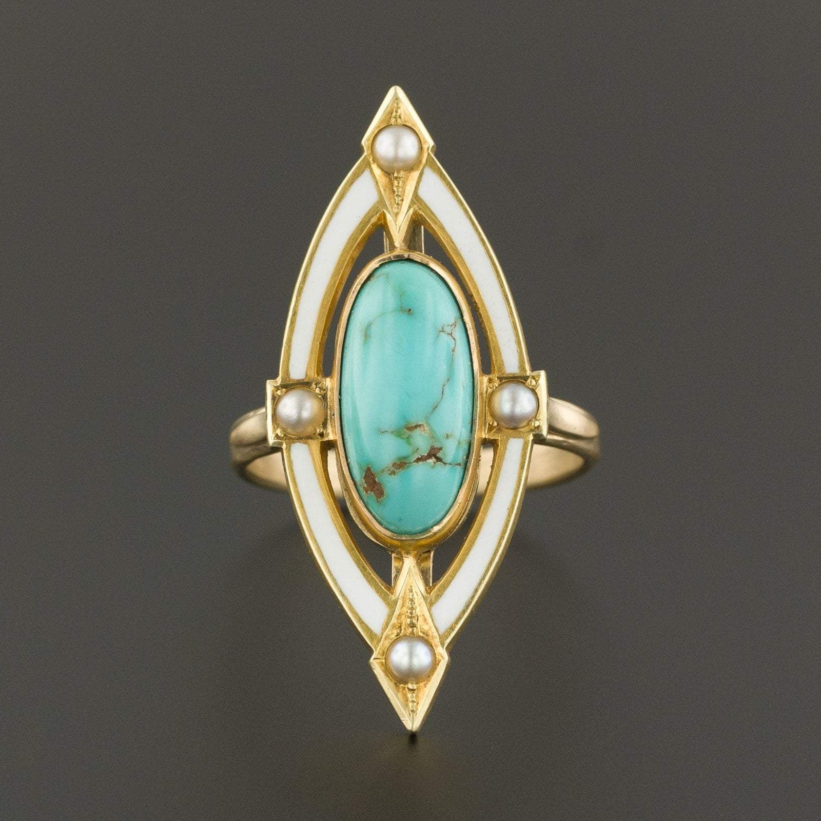 Turquoise Ring | Pin Conversion Ring - Trademark Antiques