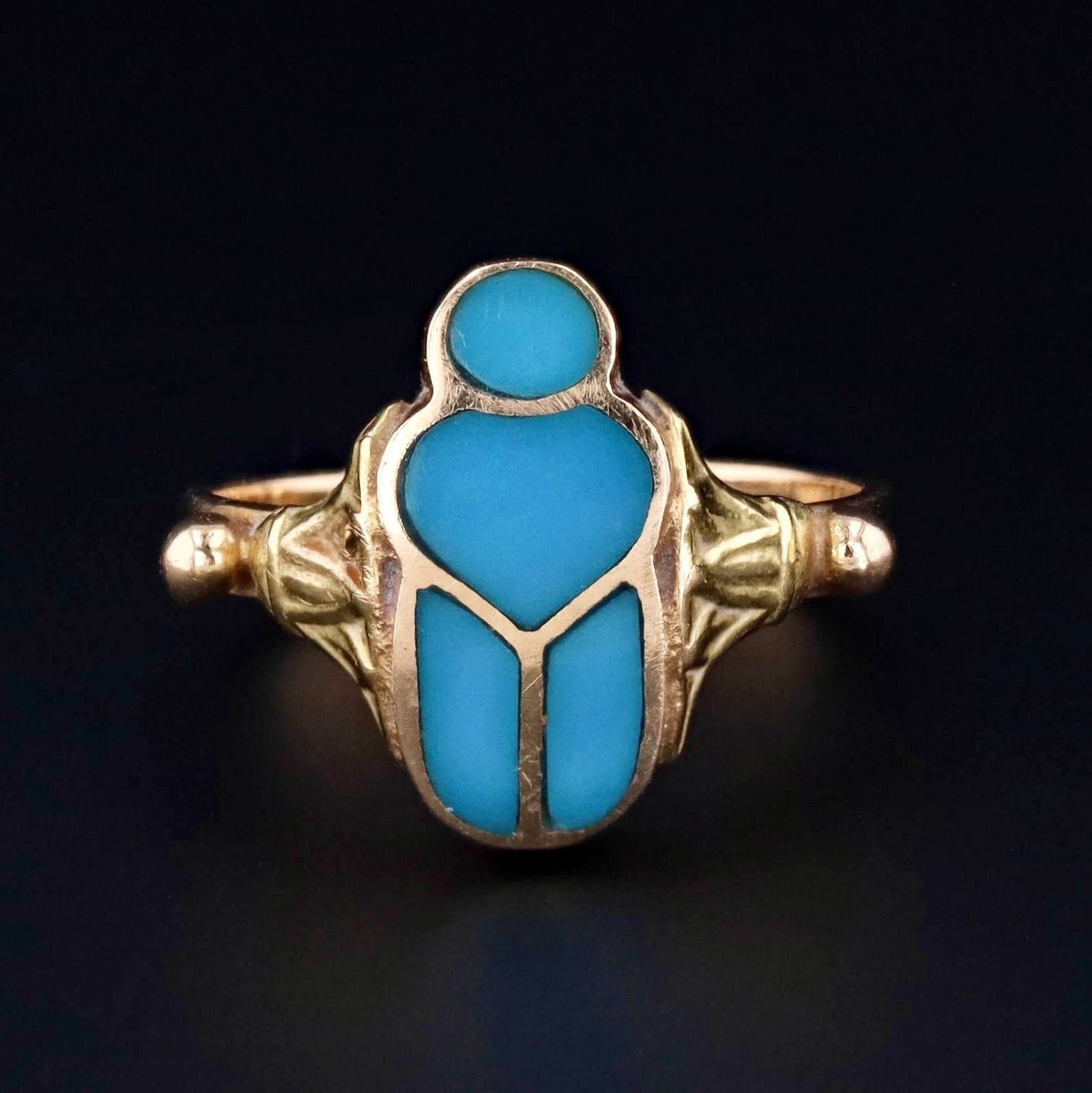 Turquoise Scarab Ring | Vintage Ring - Trademark Antiques