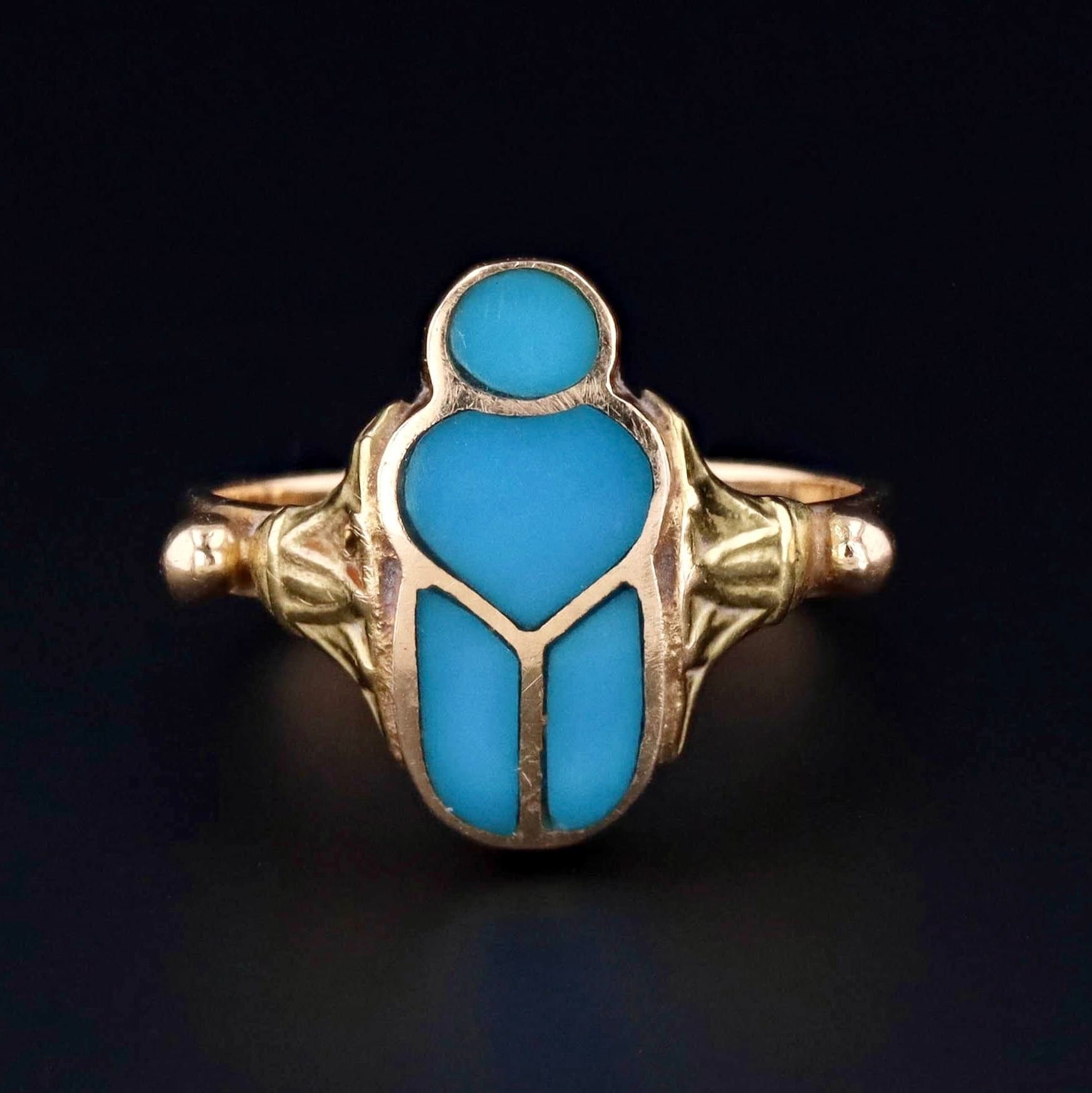 Turquoise Scarab Ring | Vintage Ring - Trademark Antiques