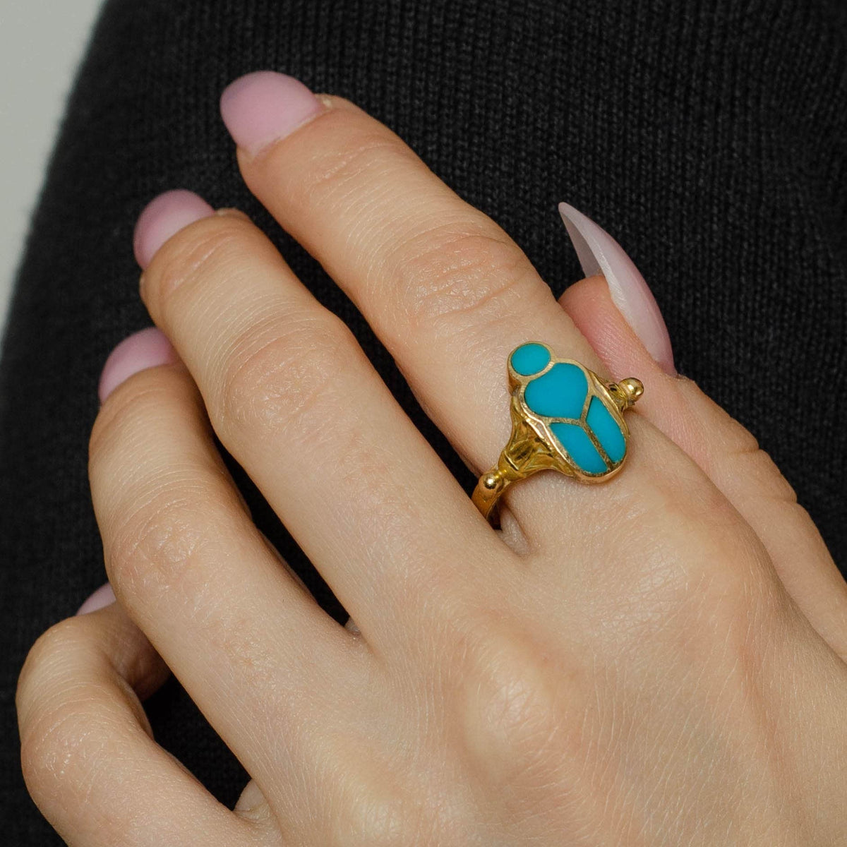 Turquoise Scarab Ring | Vintage Ring - Trademark Antiques