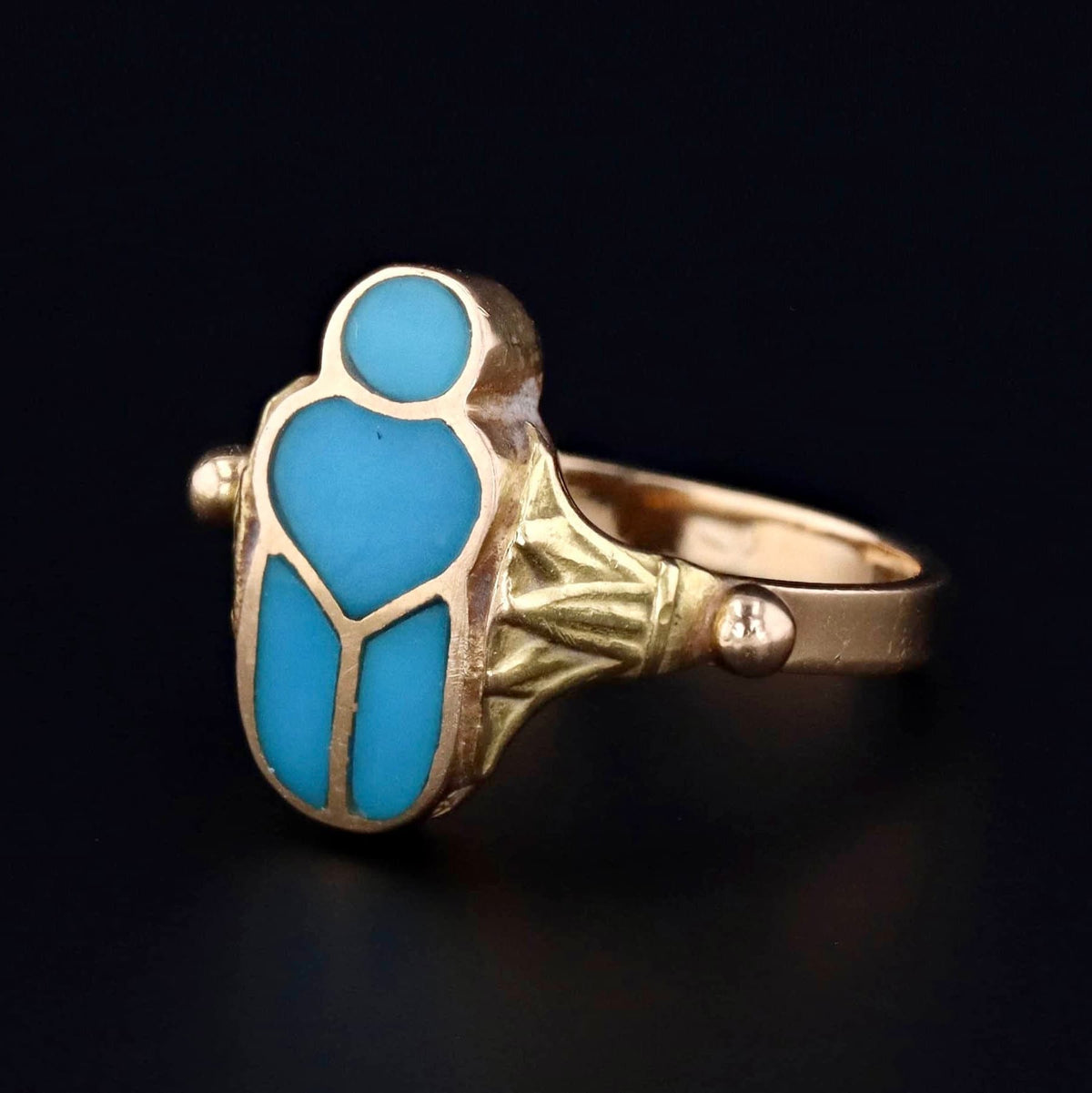 Turquoise Scarab Ring | Vintage Ring - Trademark Antiques