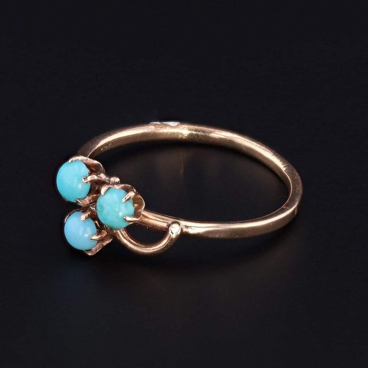 Turquoise Shamrock Ring | 14k Gold Ring - Trademark Antiques
