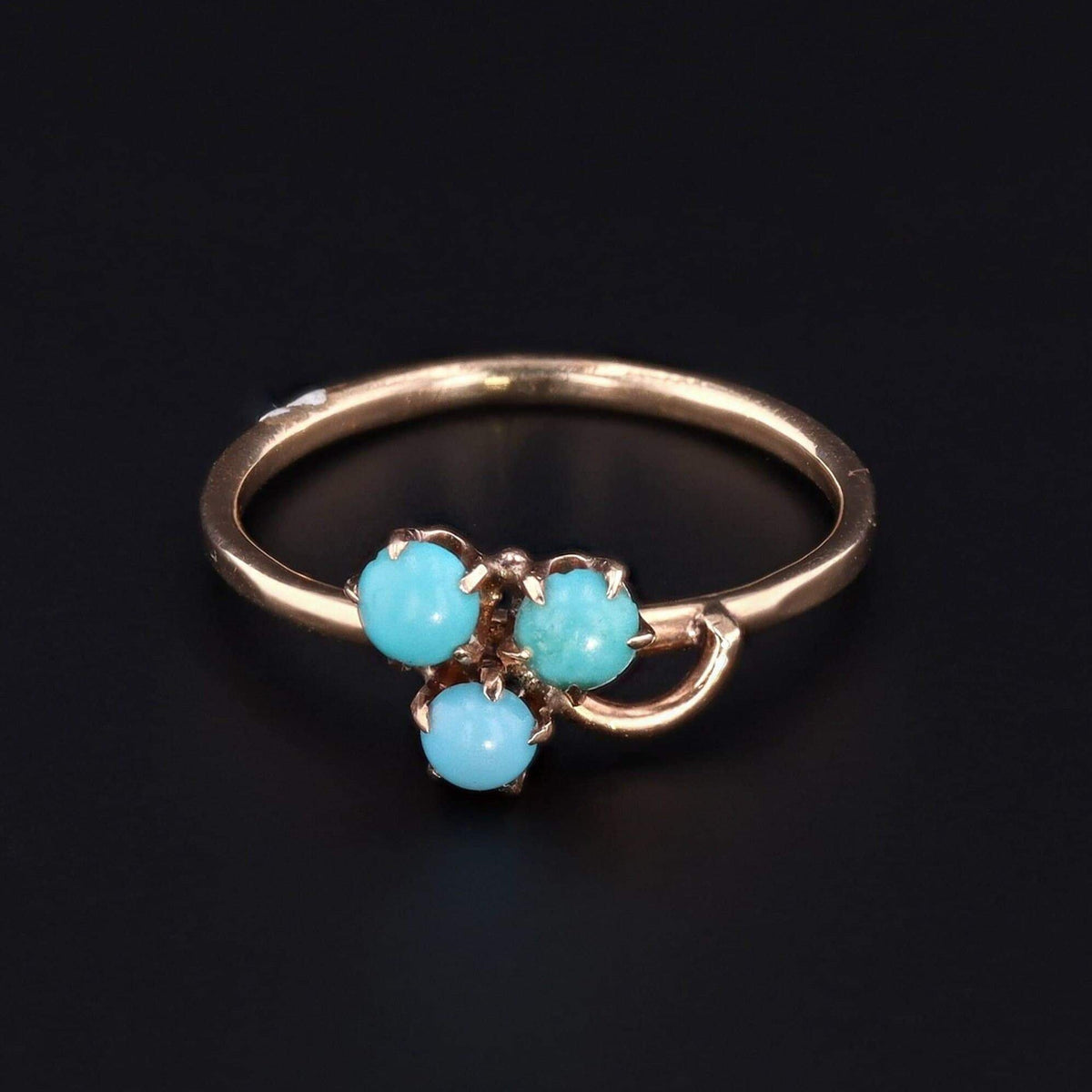 Turquoise Shamrock Ring | 14k Gold Ring - Trademark Antiques