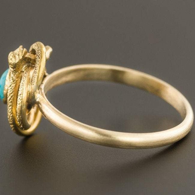 Turquoise Snake Ring | 14k Gold Snake Ring - Trademark Antiques