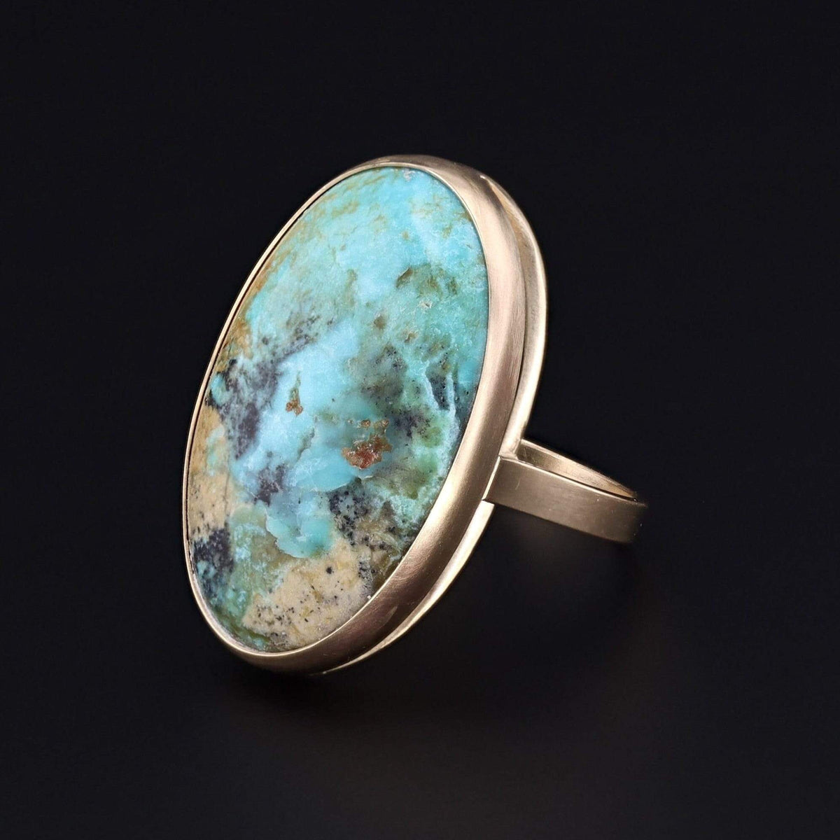 Turquoise Statement Ring | 14k Gold Ring - Trademark Antiques