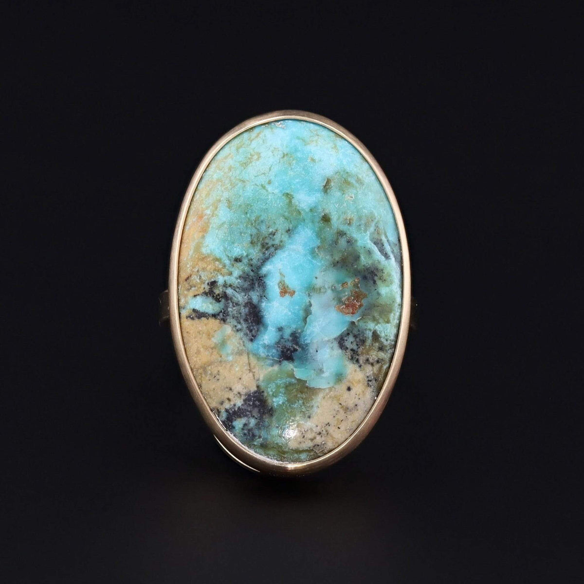 Turquoise Statement Ring | 14k Gold Ring - Trademark Antiques