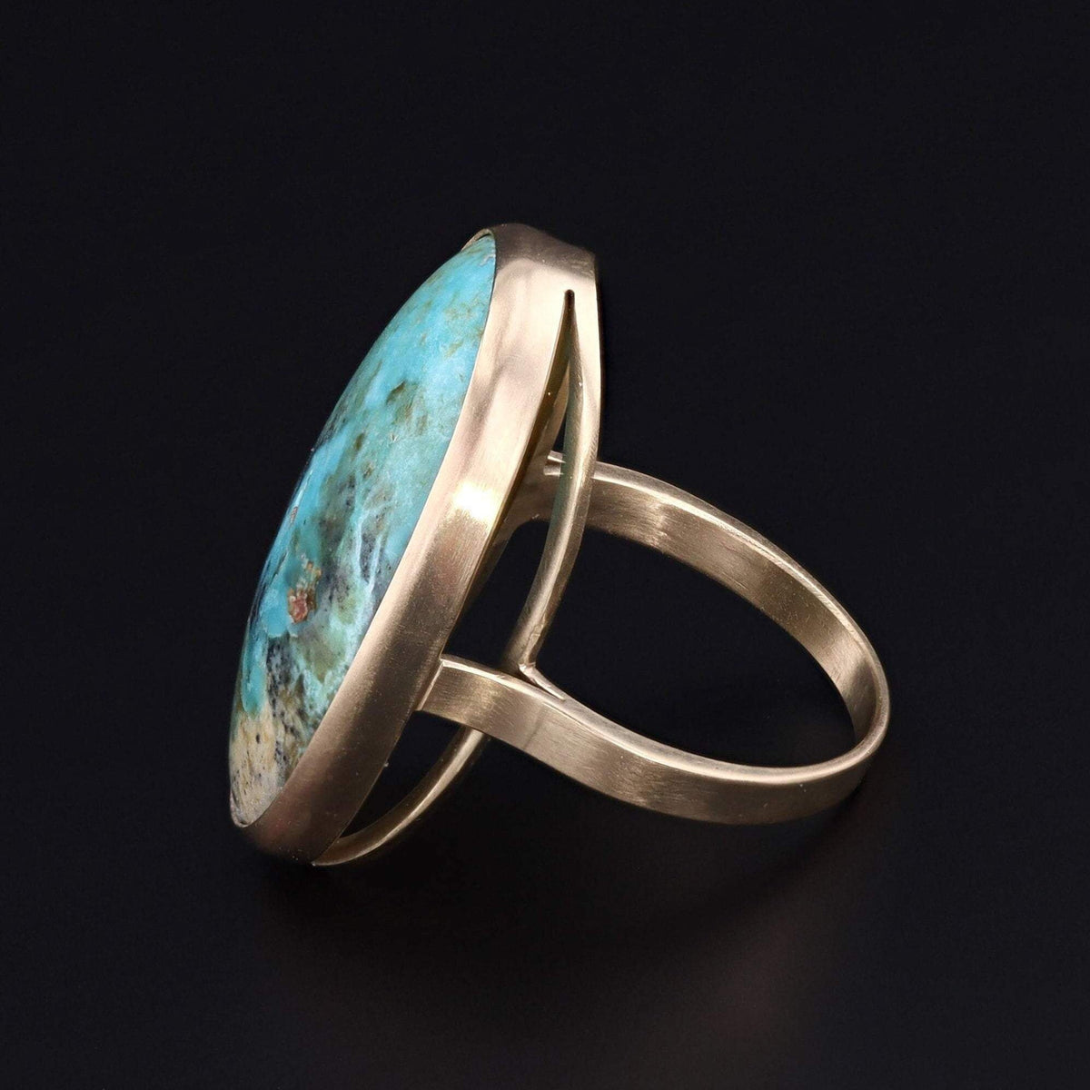 Turquoise Statement Ring | 14k Gold Ring - Trademark Antiques