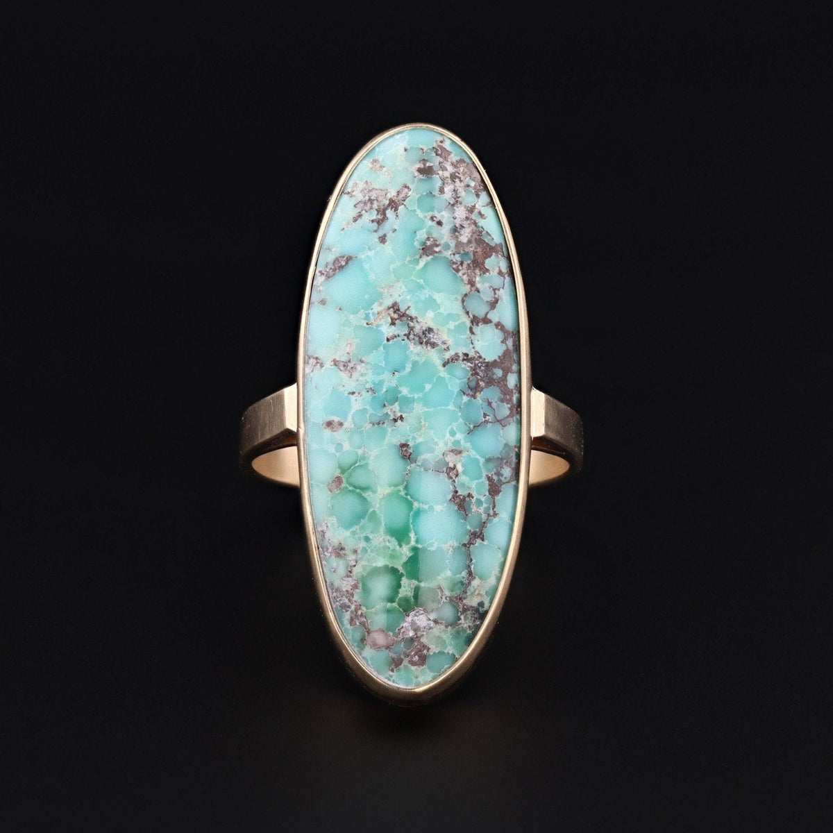 Turquoise Statement Ring | 14k Gold Ring - Trademark Antiques