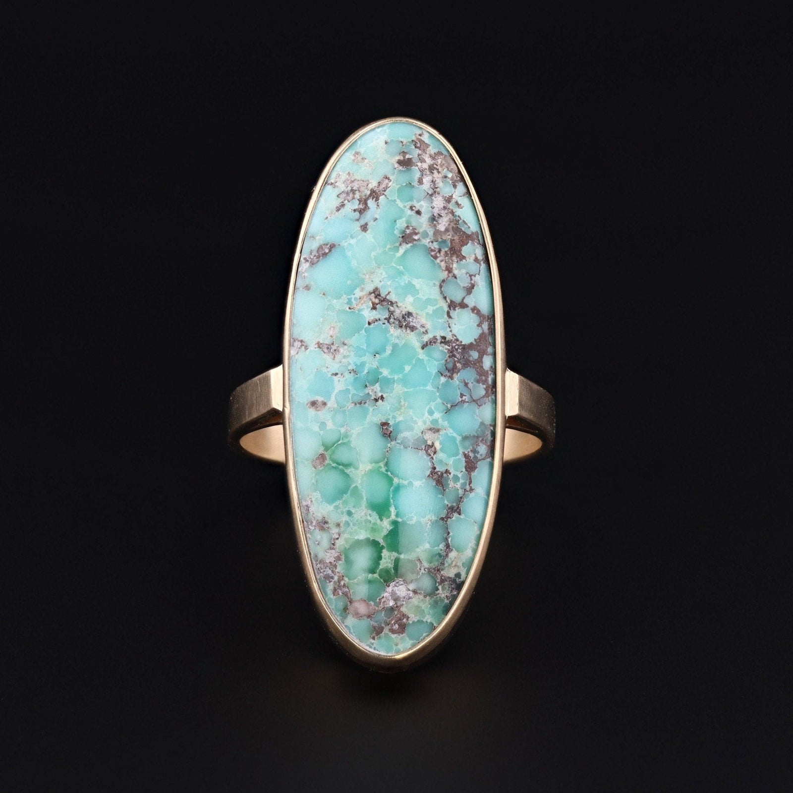 Turquoise Statement Ring | 14k Gold Ring - Trademark Antiques