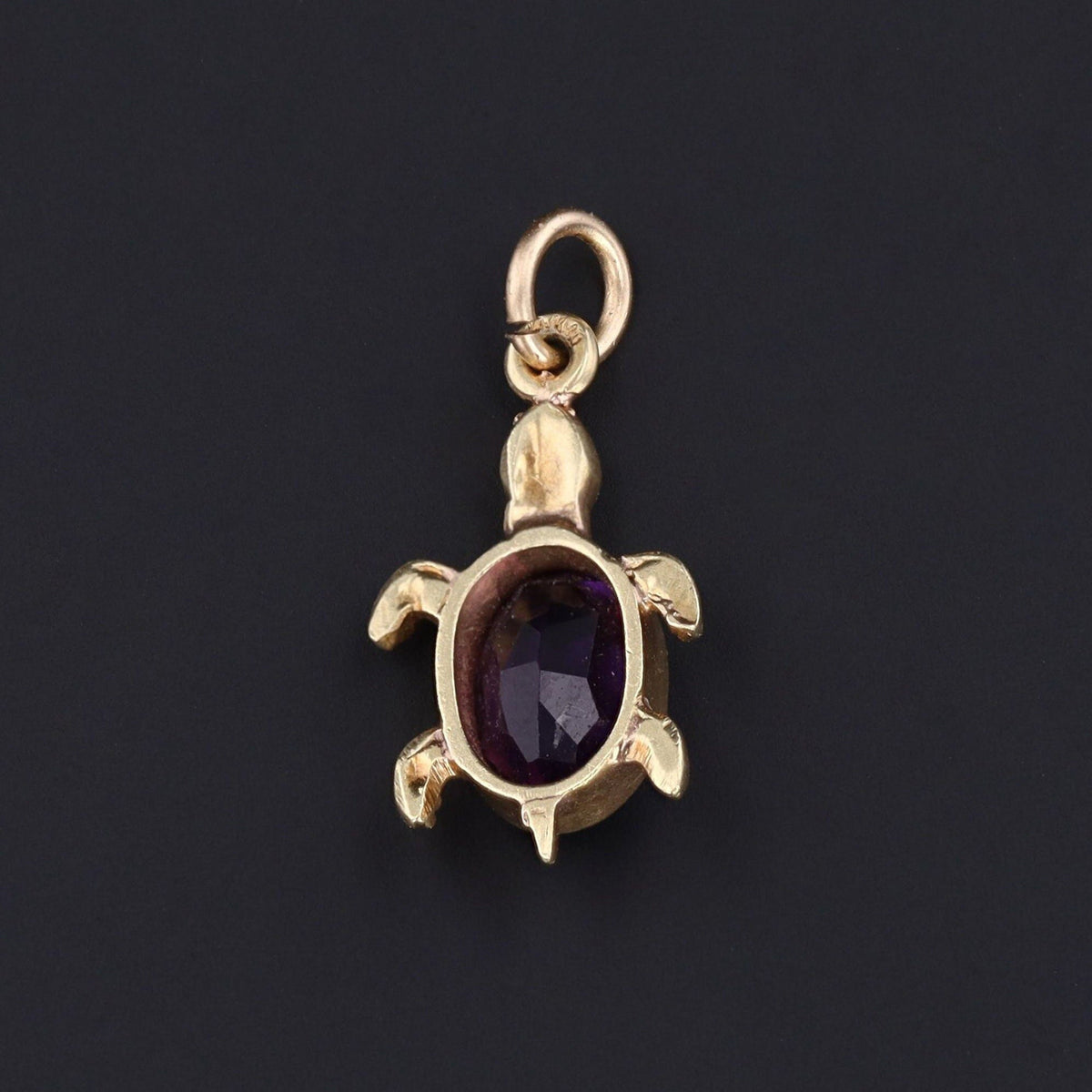 Turtle Charm | 14k Gold &amp; Amethyst Charm - Trademark Antiques