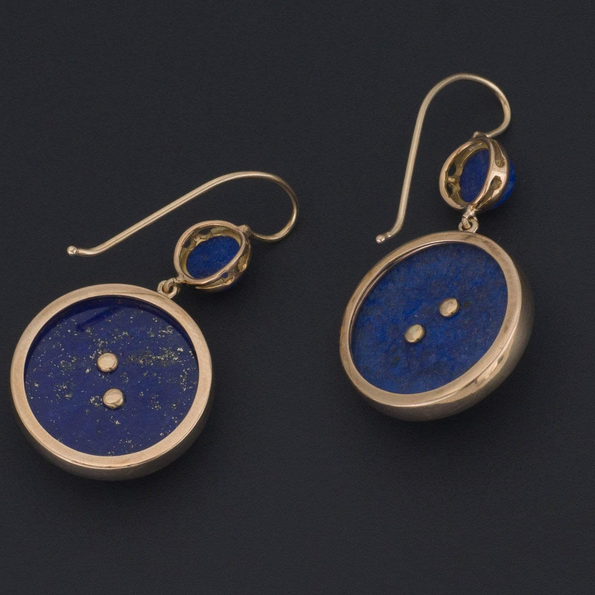 Turtle Earrings | 14k Gold &amp; Lapis Turtle Earrings - Trademark Antiques