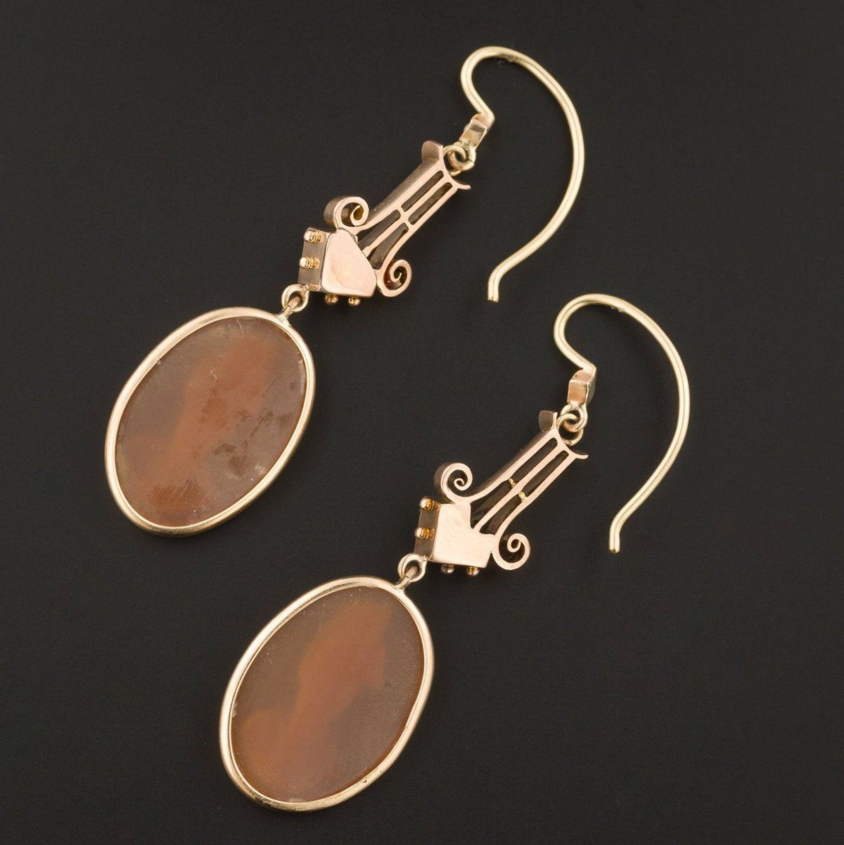 Venus Cameo Earrings | Turquoise &amp; Carved Shell Cameo Earrings - Trademark Antiques