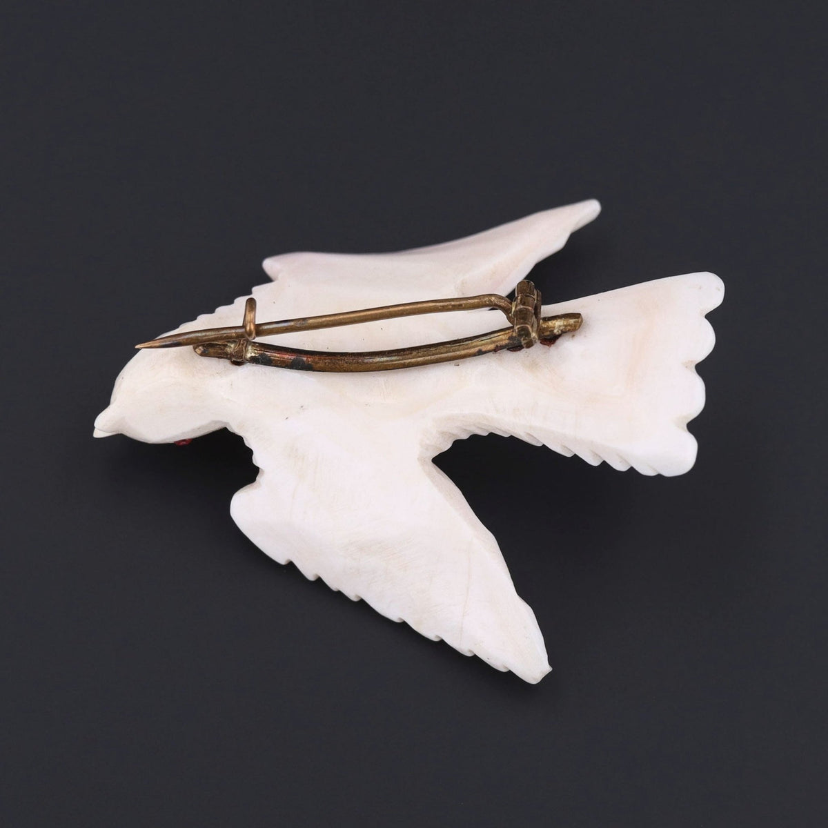 Victorian Carved Shell Bird Brooch - Trademark Antiques