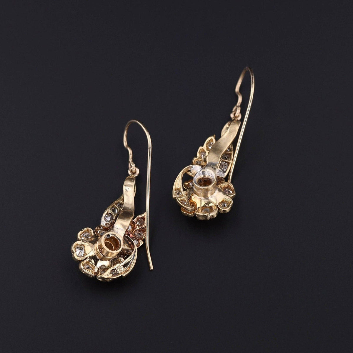Victorian Diamond Conversion Earrings of 14k Gold - Trademark Antiques