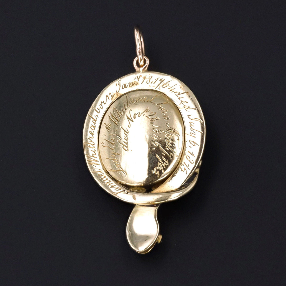 Victorian Enamel Snake Mourning Pendant of 14k Gold - Trademark Antiques
