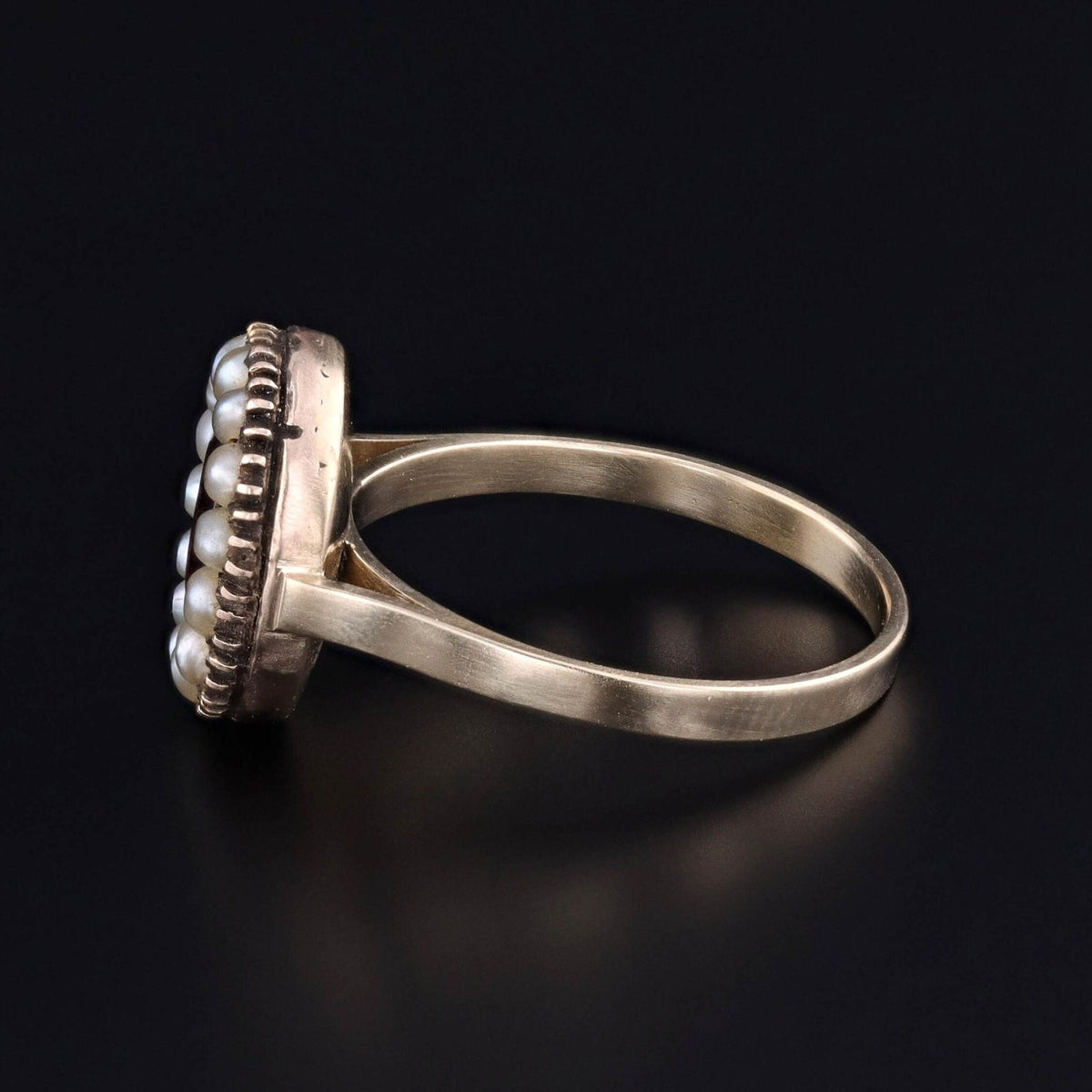 Victorian Garnet &amp; Pearl Conversion Ring of 14k Gold - Trademark Antiques