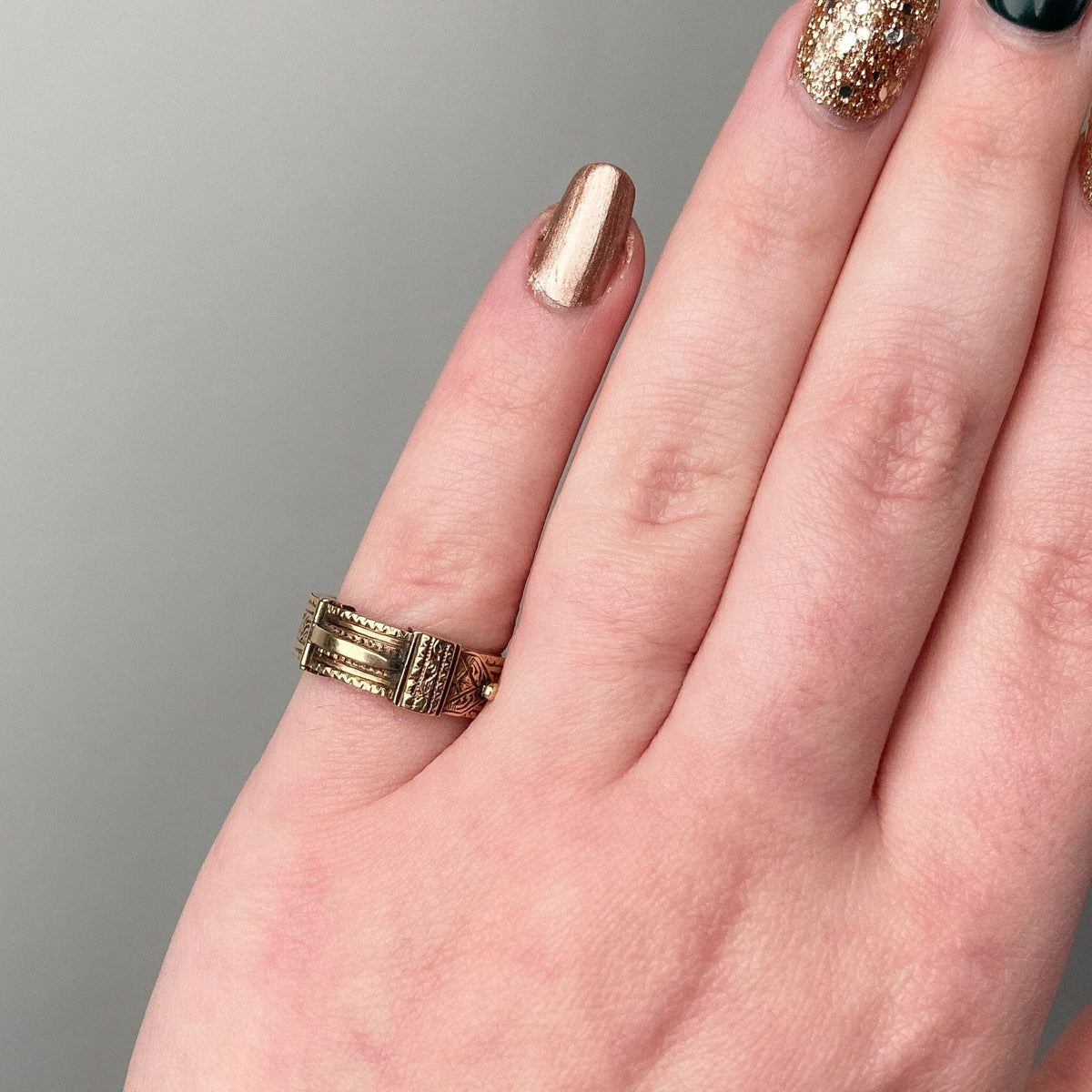 Victorian Hair Locket Ring of 12ct Gold - Trademark Antiques