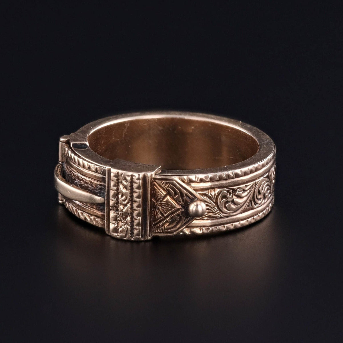 Victorian Hair Locket Ring of 12ct Gold - Trademark Antiques