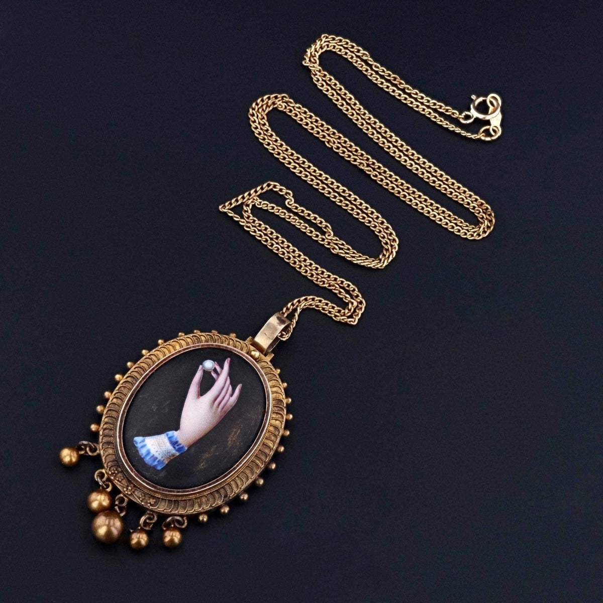 Victorian Hand Holding Pearl Pendant | Antique Pin Conversion - Trademark Antiques