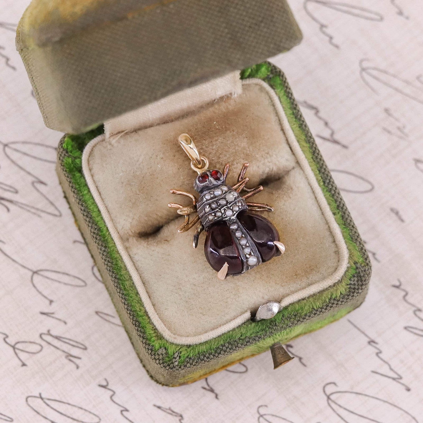 Victorian Leaded Glass Beetle Charm - Trademark Antiques