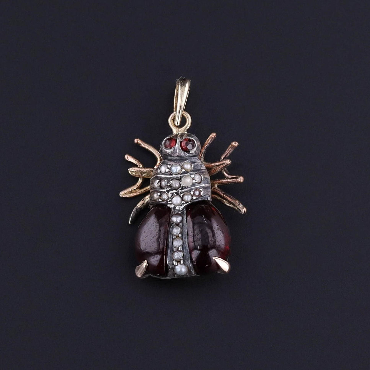 Victorian Leaded Glass Beetle Charm - Trademark Antiques