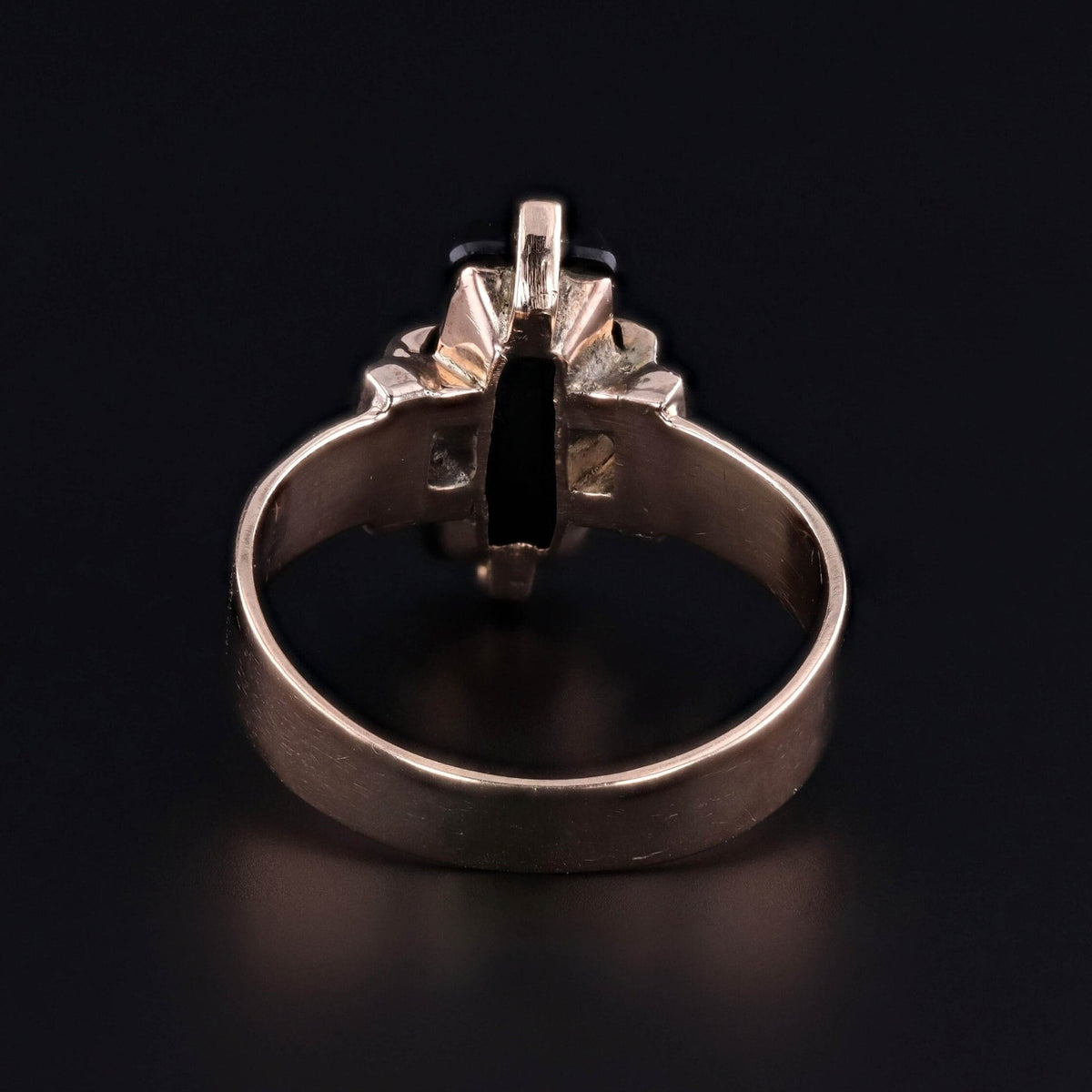Victorian Rose of Sharon Onyx Ring of 10k Gold - Trademark Antiques