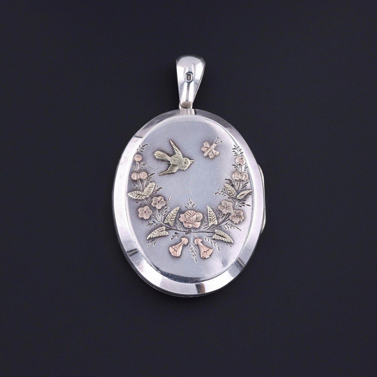 Victorian Sterling Silver Bird Locket - Trademark Antiques