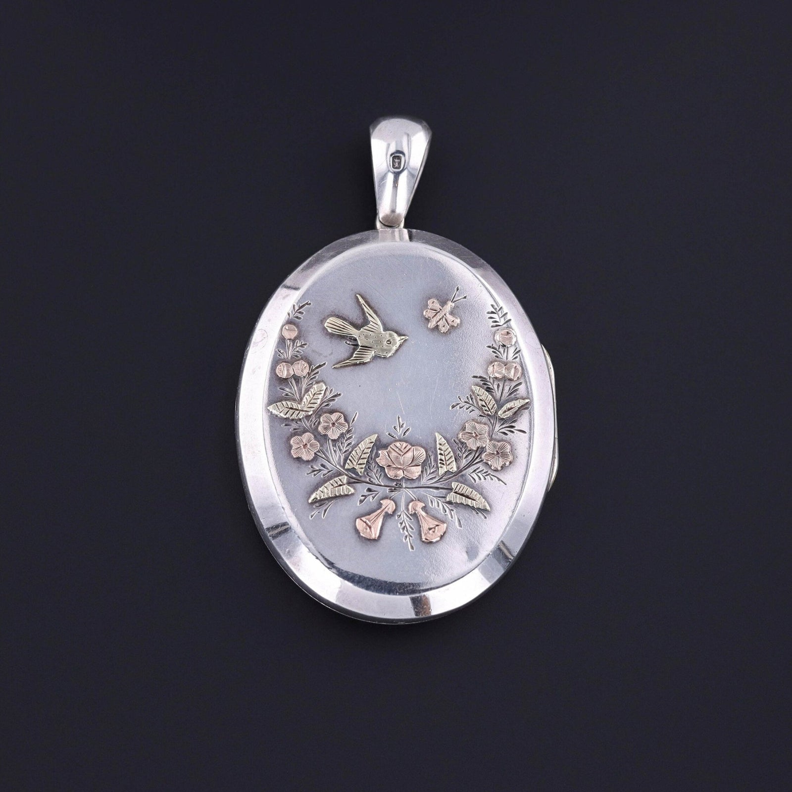 Victorian Sterling Silver Bird Locket - Trademark Antiques