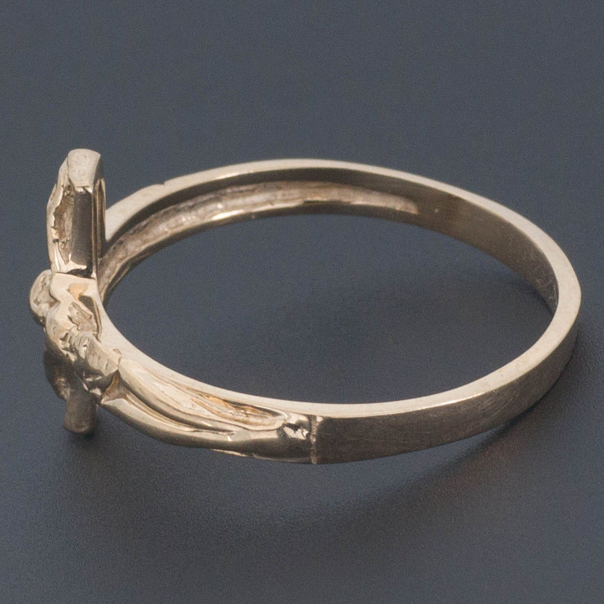 Vintage 10k Gold Crucifix or Cross Ring | Sideways or Side Cross Ring - Trademark Antiques