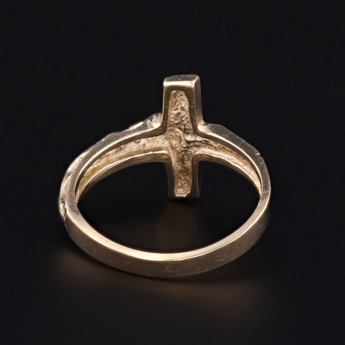 Vintage 10k Gold Crucifix or Cross Ring | Sideways or Side Cross Ring - Trademark Antiques