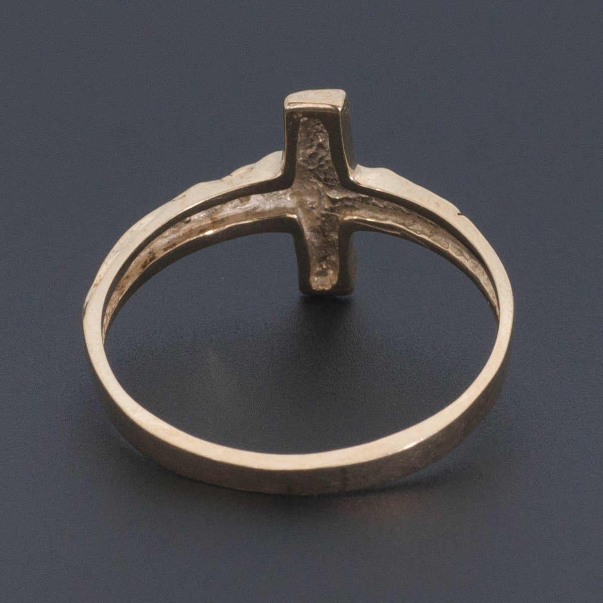Vintage 10k Gold Crucifix or Cross Ring | Sideways or Side Cross Ring - Trademark Antiques