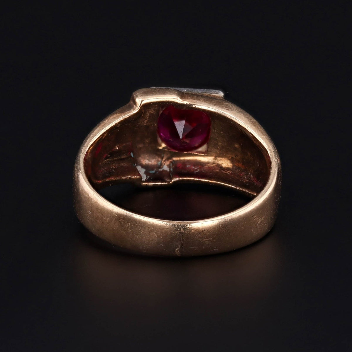 Vintage 10k Gold Ruby Ring | Synthetic Ruby Ring - Trademark Antiques