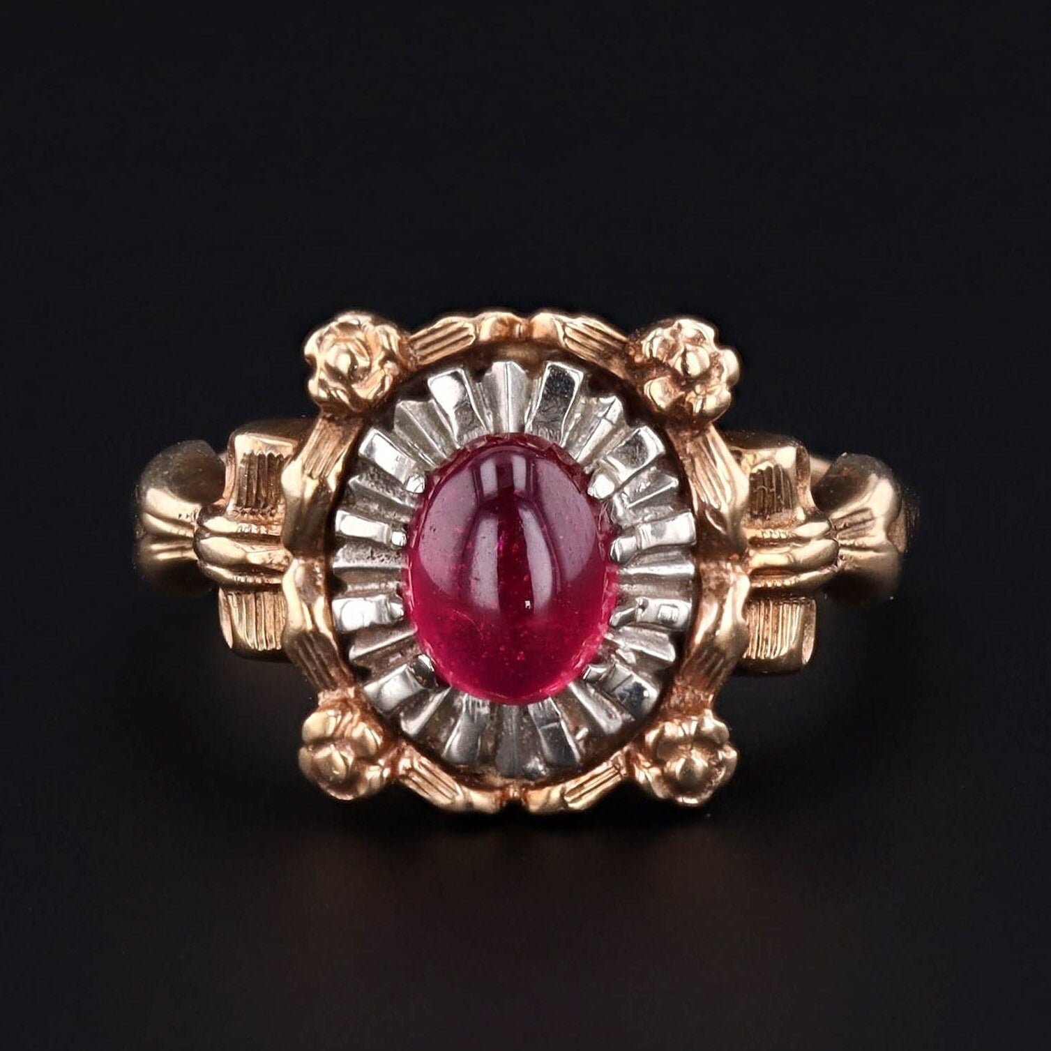 Vintage 10k Gold Ruby Ring | Synthetic Ruby Ring - Trademark Antiques