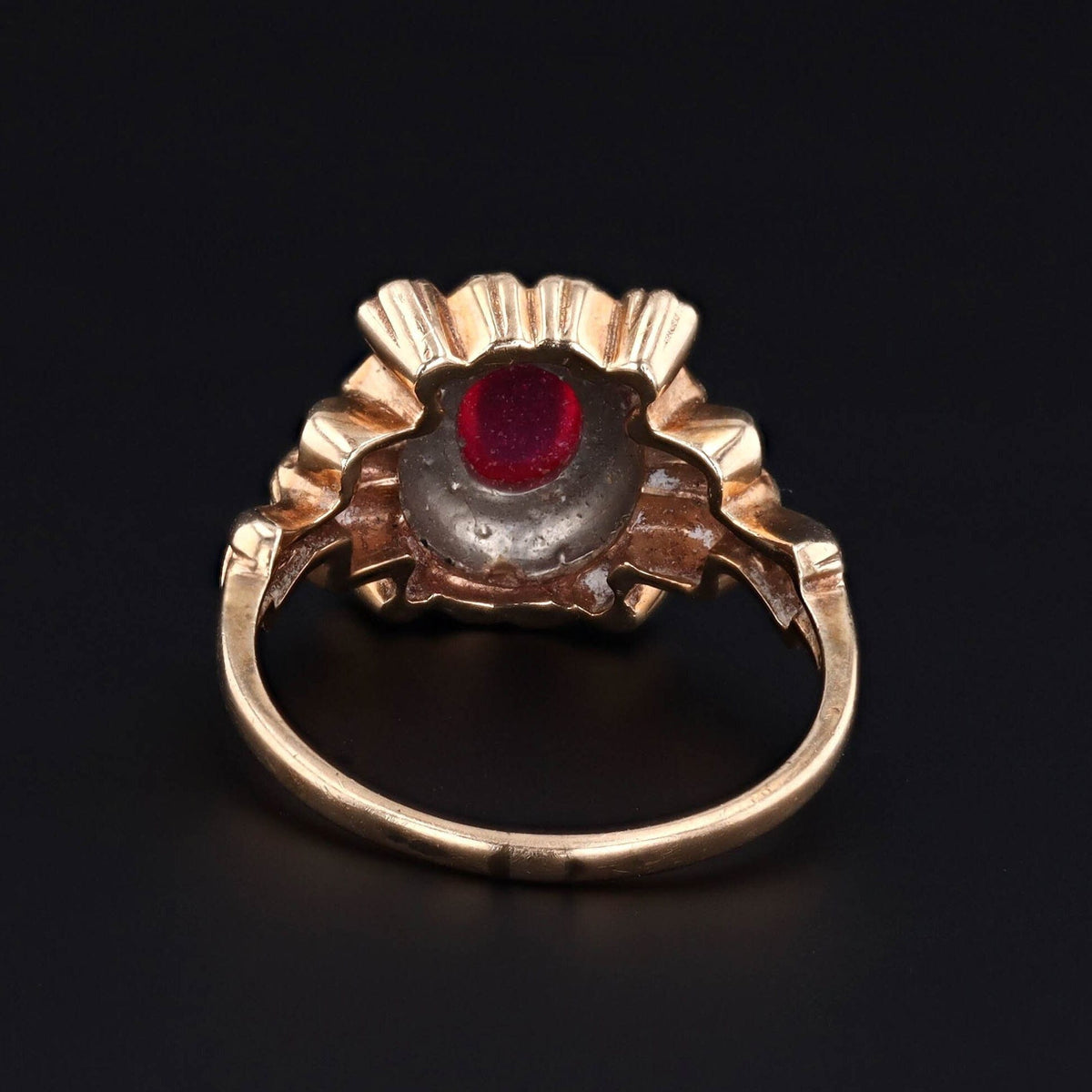 Vintage 10k Gold Ruby Ring | Synthetic Ruby Ring - Trademark Antiques