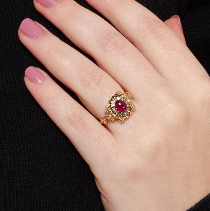 Vintage 10k Gold Ruby Ring | Synthetic Ruby Ring - Trademark Antiques