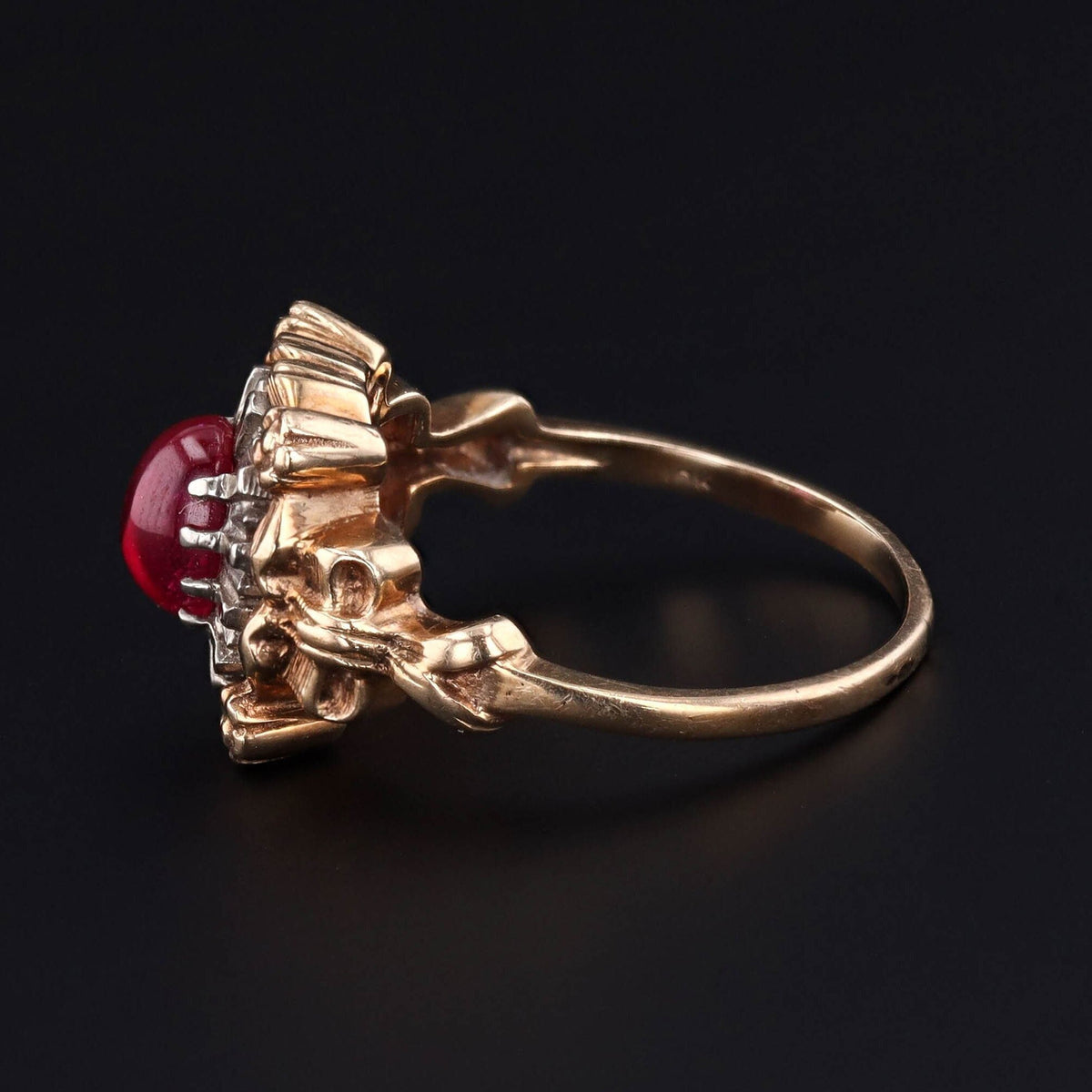 Vintage 10k Gold Ruby Ring | Synthetic Ruby Ring - Trademark Antiques